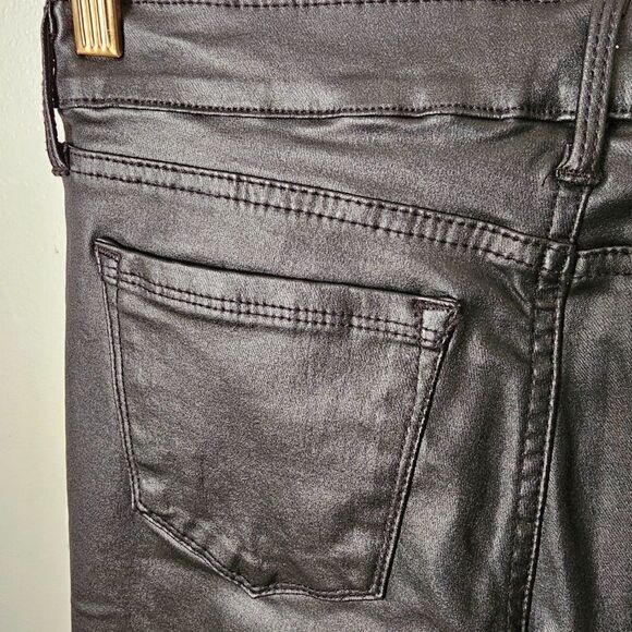 EUC SOCIAL STANDARD BY SANCTUARY ANKLE SKINNY BLACK COATED TWILL PANTS SIZE 6 - Picture 6 of 14